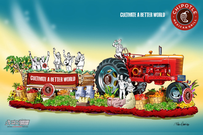 Chipotle's Rose Parade float features real ingredients, Grammy-winning rock band