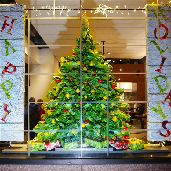 Chipotle just unveiled its 1st holiday window display — and it's 100 percent edible